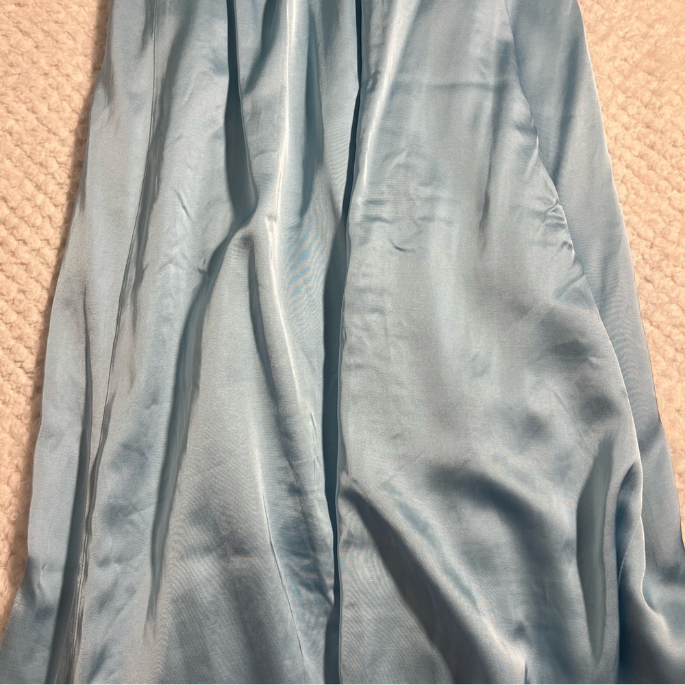Abercrombie & Fitch Womens Midi Dress Light Blue Strapless Satin Emerson Ruched - Picture 7 of 11